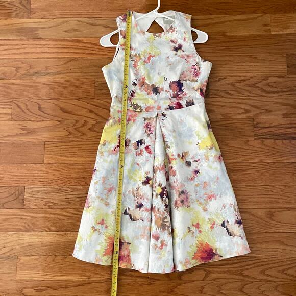 Hunter Bell Anthropologie Kukka Tea Party Dress Womens 6 Abstract Floral Pleated - Picture 8 of 9